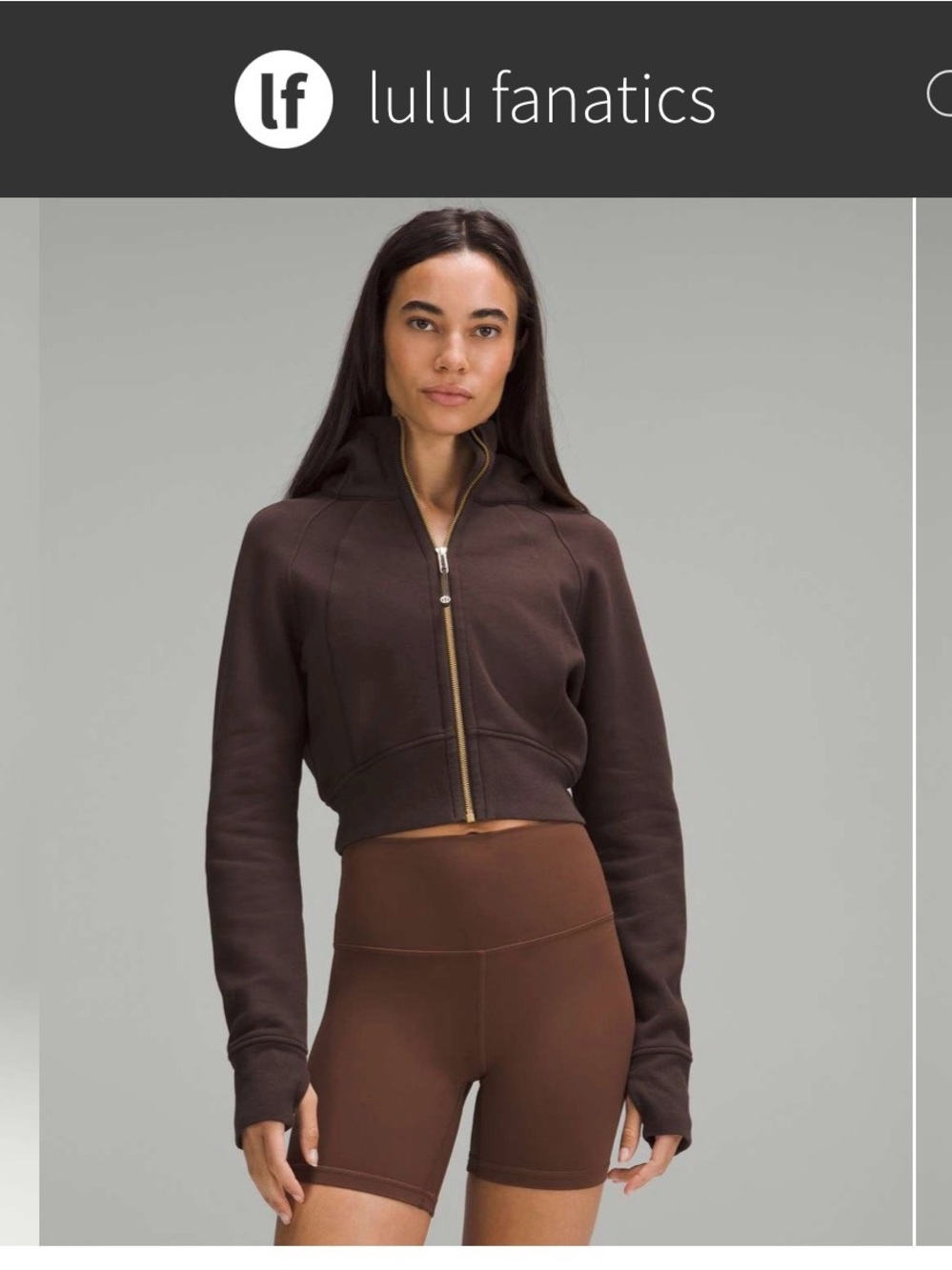 Lululemon cropped hoodie espresso size 6